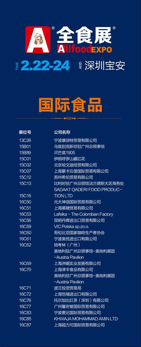 上届展商名录 全食展【网站】2025深圳食品饮料展 2025深圳全食展 2025深圳全球高端食品饮料展览会