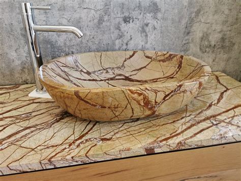 Washbasin In Rain Forest X X Cm Marble Sink Marmor Etsy