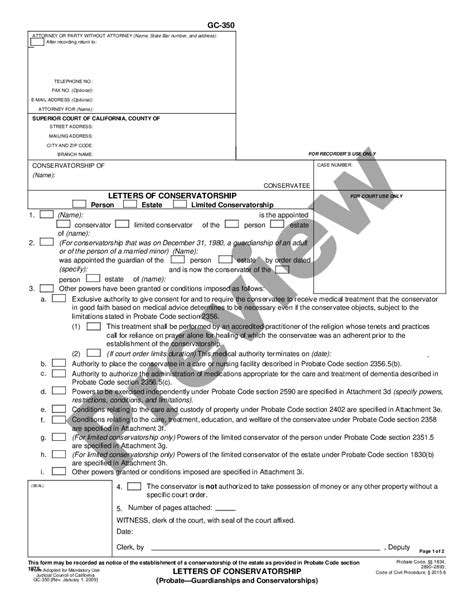 California Letters of Conservatorship - Letter Of Conservatorship | US ...