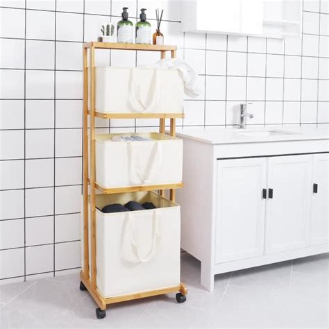 Yorbay Panier Linge En Bambou Chariot Linge Corbeille Linge