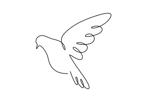 Dove one line drawing, Continuous hand drawn bird animal flying. Good for poster, logo, emblem ...