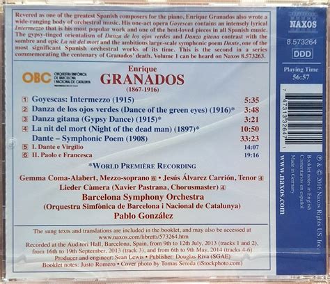 Granados Dante Orchestral Works Vol Cd Brand New Sealed