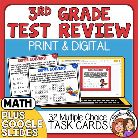 3rd Grade Math Test Prep And Review Task Cards Print Digital With