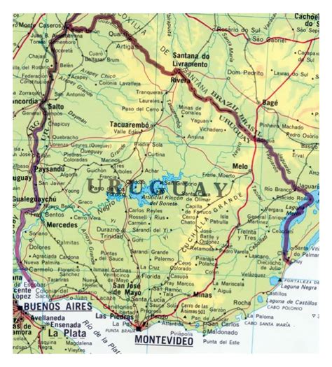 Detailed map of Uruguay with cities. Uruguay detailed map with cities | Vidiani.com | Maps of ...