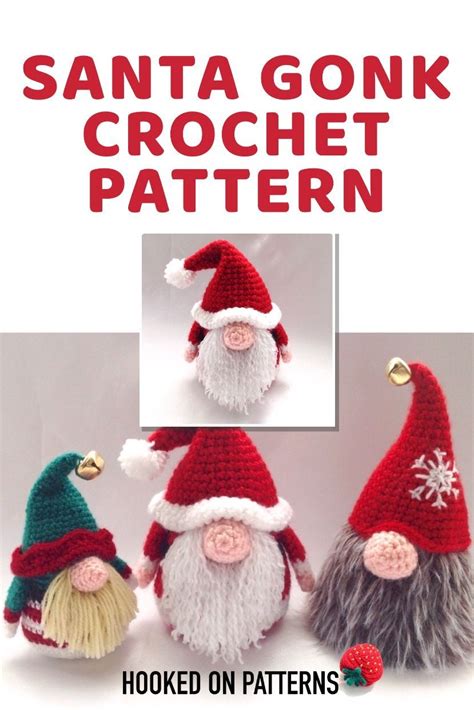 Santa Gonk Crochet Pattern Christmas Crochet Christmas Crochet Patterns Holiday Crochet