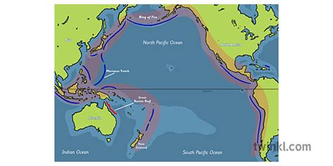 Pacific Ocean Map With Features Twinkl