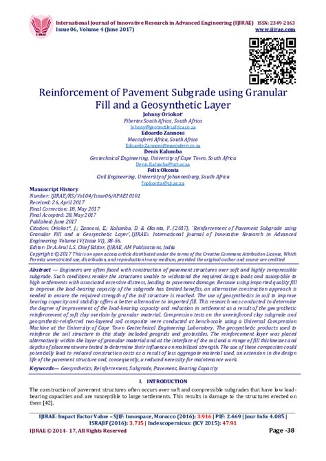 (PDF) Reinforcement of Pavement Subgrade using Granular Fill and a ...