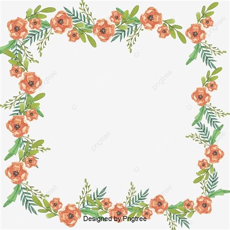 Romantic Pink Flower Border Flower Clipart Leaves Flowers Png