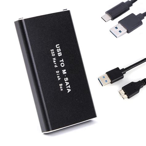 New Black MSATA To USB External Enclosure Converter Adapter SSD Case