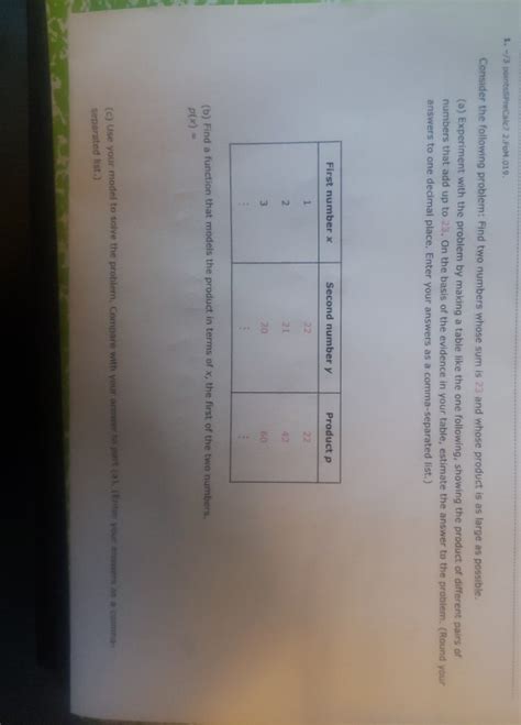 Solved Consider The Following Problem Find Two Numbers Chegg