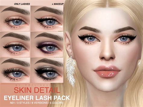 Ресницы Skin Detail Lash Pack N01 от Pralinesims для Симс 4