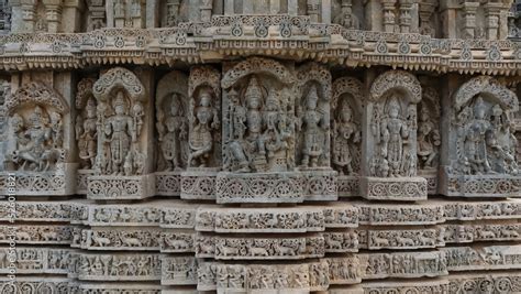 The Beautiful Carving Sculptures Of Hindu God And Goddess On The Temple