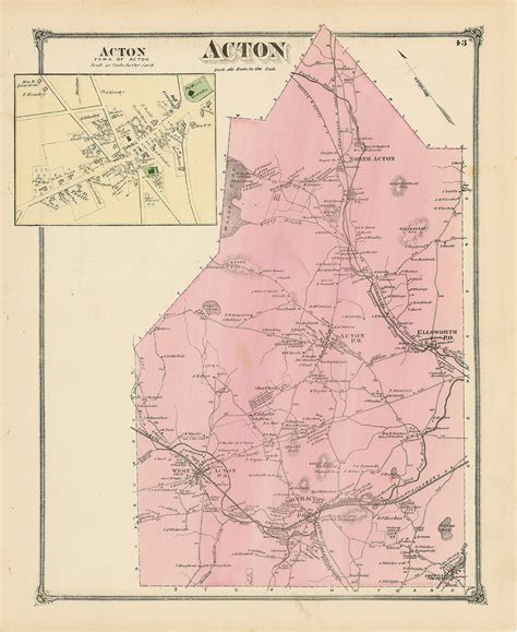 acton massachusetts map replica genuine original