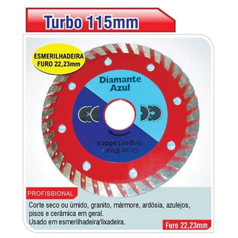 DISCO ESMERILHADEIRA CERÂMICA DIAMANTE AZUL TURBO VERMELHO 115MM F22