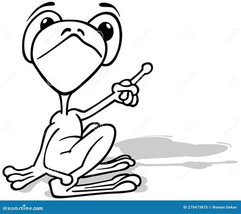 Drawing of a Frog Pointing a Finger from Side View Stock Vector - Illustration of vector, white ...