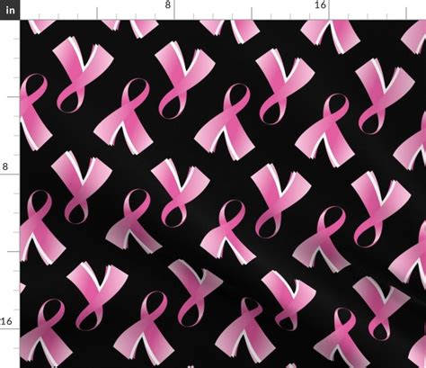 Breast Cancer Fabric Breast Cancer Pink Ribbon On Black By Etsy