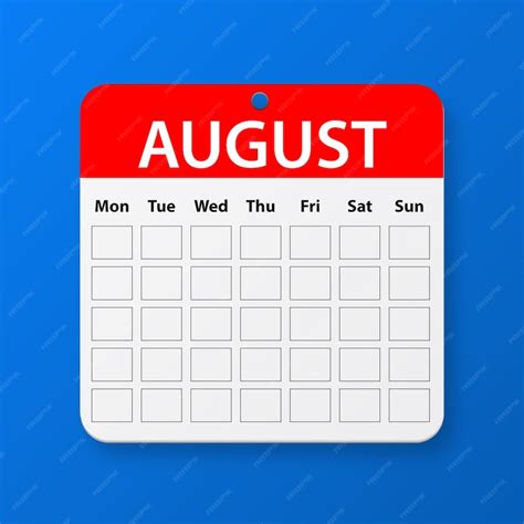 Premium Vector Free Vector August Month On Flat Design Vector Calendar