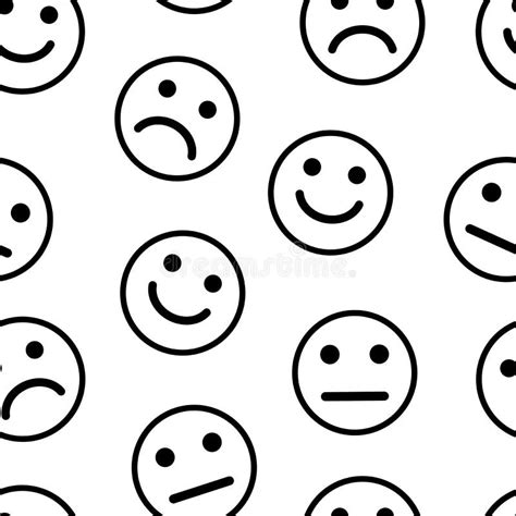 Seamless Pattern With Smiles Positive Neutral And Negative Vector