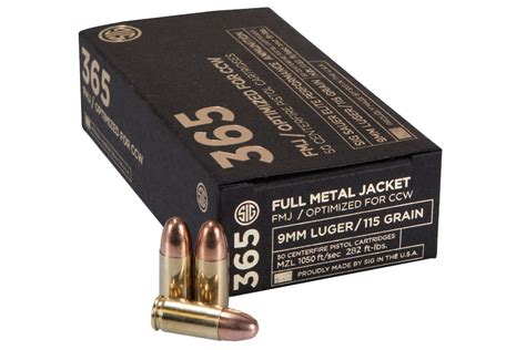 Sig Sauer 9mm 115 Gr FMJ Elite 365 Ammo 50 Box Sportsman S Outdoor