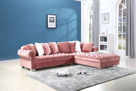 London Pink Velvet Sectional