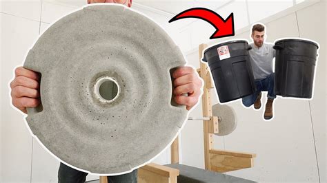 How To Make Diy Concrete Weight Plates W A Trash Can Youtube