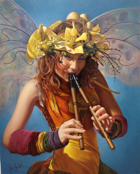 A Painting Of A Woman Wearing A Flower Crown And Holding A Flute In Her