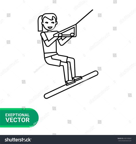 Female Water Skier Icon Stock Vector (Royalty Free) 439150069