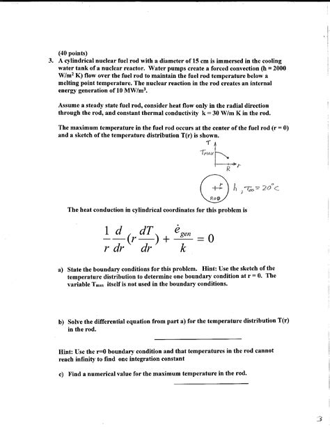 Solved A Cylindrical Nuclear Fuel Rod With A Diameter Of 15 Chegg