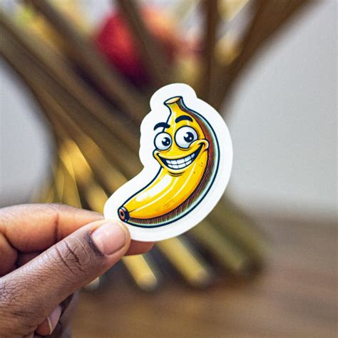 funny banana cartoon sticker cute  quirky banana vinyl sticker