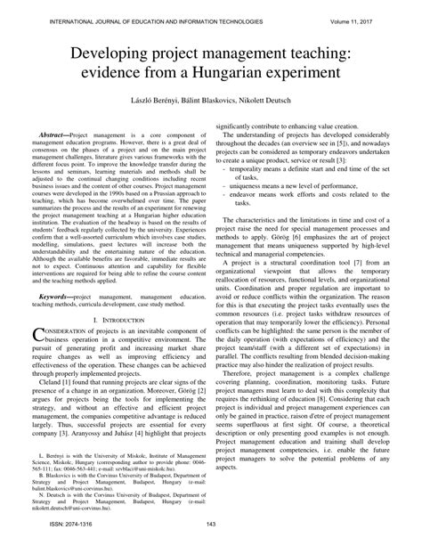 (PDF) Developing project management teaching: evidence from a Hungarian ...