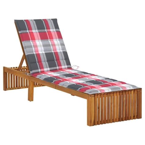 Pwshymi Chaise Longue Avec Coussin Bois D Acacia Solide R25731