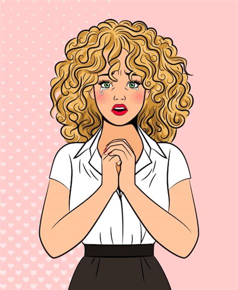 Premium Vector Worried Crying Pop Art Style Woman