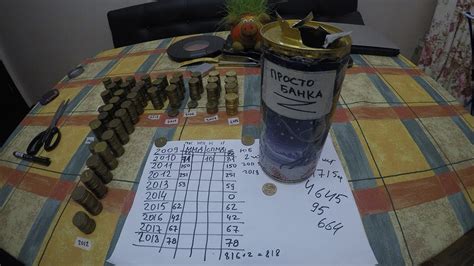 Сколько 10 рублевых монет в банке из под пива 1 литр? Разбил копилку ...