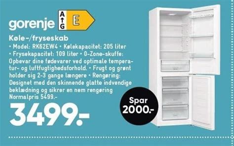 Gorenje køle fryseskab tilbud hos Bilka