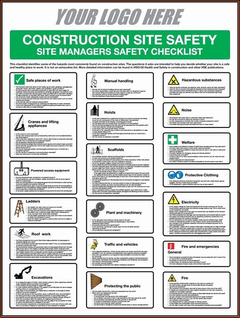 Construction Site Safety Checklist Template