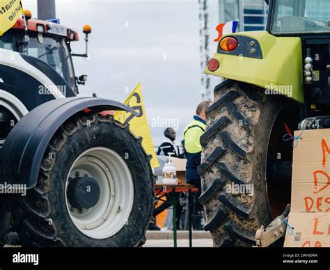 Strasbourg France Feb 6 2024 Protesters With Tractors Block EU