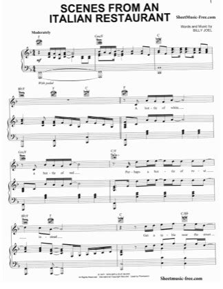 Scenes From An Italian Restaurant - Billy Joel Free Piano Sheet Music PDF