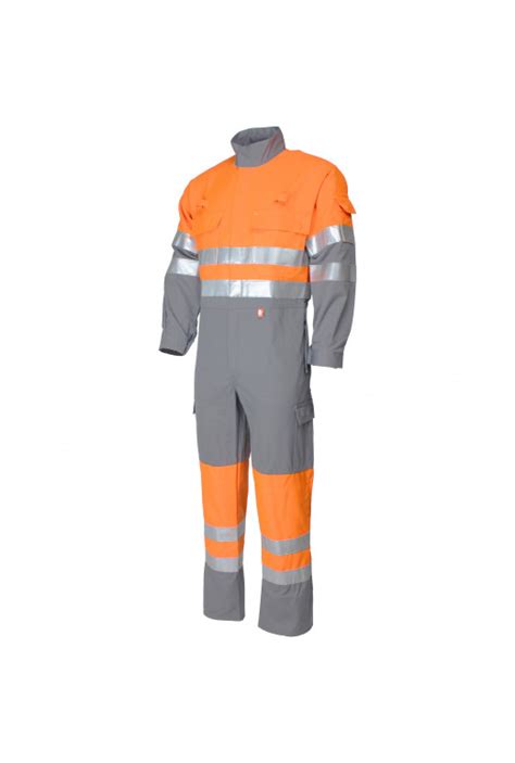 Combinaison multirisque ATEX haute visibilité orange fluo Gris