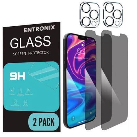 Entronix Privacy Screen Protector For Iphone 12 Pro Max Anti Spy Tempered Glass And Camera Lens