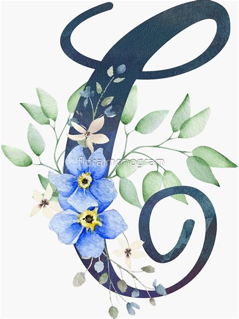 Sticker For Sale Avec L Uvre Monogram C Wild Blue Flowers De L