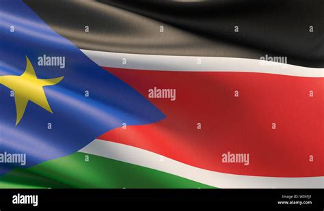 High Resolution Close Up Flag Of South Sudan D Illustration Stock