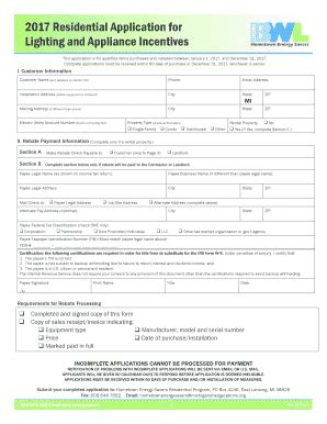 Fillable Online Residential Application For Lighting And Appliance