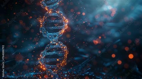 DNA molecule helix with red human heart. Concept of hereditary heart diseases and genetic ...