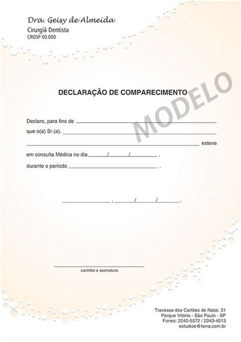 Declaração Médica de Comparecimento Colorida Cod M061