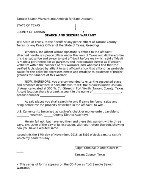 Affidavit For Search And Seizure Warrant Texas Attorney Doc Template Pdffiller