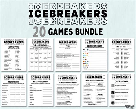 Icebreaker Games Bundle Group Activity Office Games Fun Printable Games Team Building Games ...