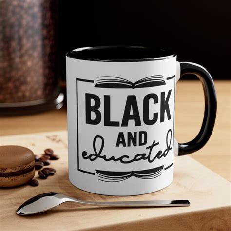 Black Educated Mug Graduation Mug Cute Ceramic Tea Drinker Etsy