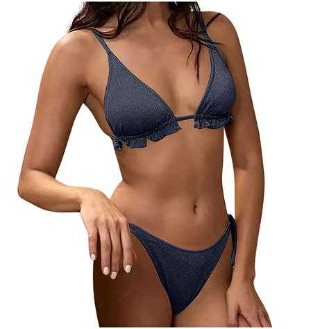 Wancir Swimsuits For Women 2025 Fashion Comfortable Solid Color Bikini Women S Sexy Plain