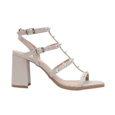 Sandália Feminina Salto Alto Grosso Dayane Magalhães Nude Spike Bege