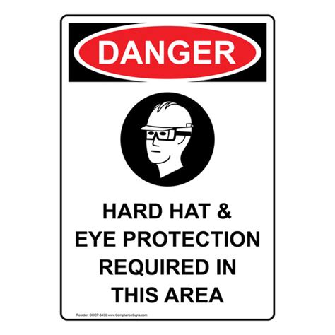 Vertical Hard Hat Eye Protection Sign Osha Danger